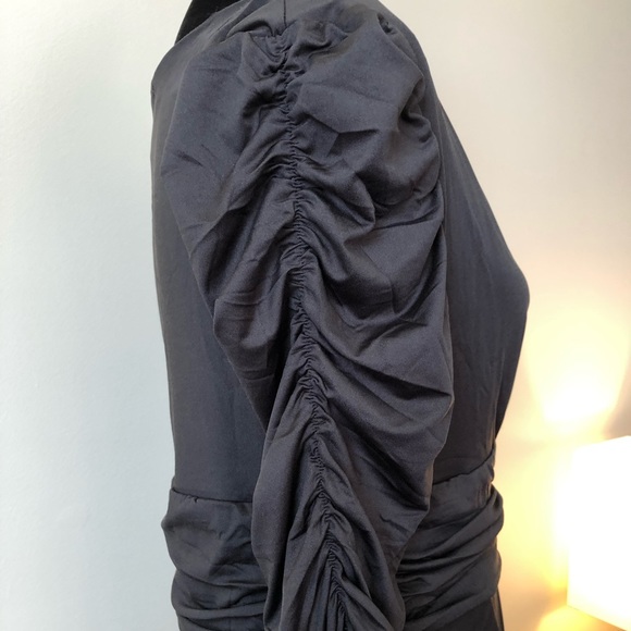 Women's Deep V Neck Waist HalfBubble Sleeves Dress - Picture 7 of 8